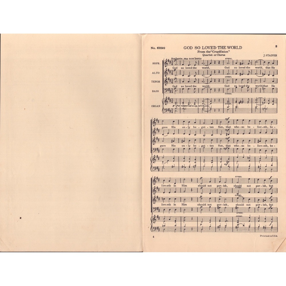J. Stainer God So Loved The World Sheet Music Mixed Voices Lent Holy Week 6290 - Picture 2 of 2